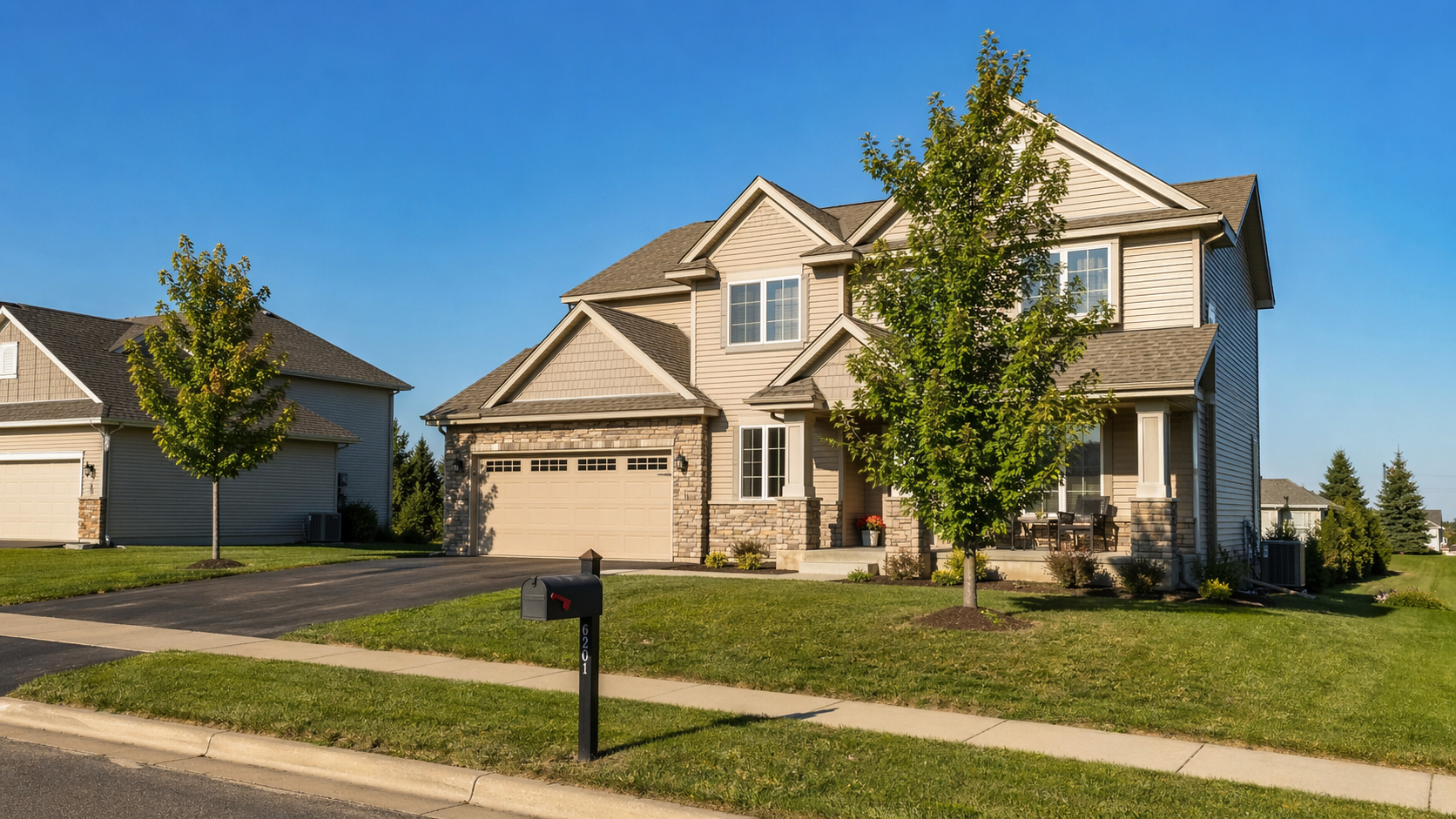 Home inspection in Elko New Market, MN — view of a Elko New Market Scott County residential neighborhood representing our local home-inspection service area
